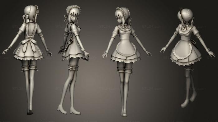 Anime ( Maid, ANIME_0053) 3D models for cnc